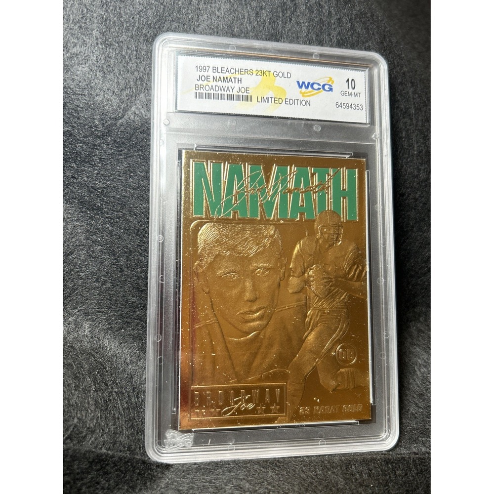 1997 Bleachers 23KT Gold Joe Namath WCG 10 GEM MINT Broadway Joe Limited Edition